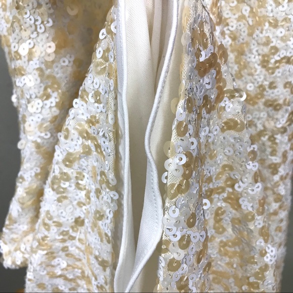 BHLDN Ivory Badgley Mischka Glitz Sequin Wedding Gown Size 0 Sleeveless Lined - Picture 13 of 14